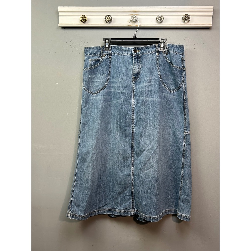 Cato Denim Skirt Womens 20 Blue Maxi Long A-Line Pockets Casual Modest Y2K